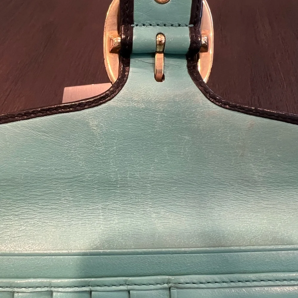 Coach Bleeker Signature Black Brown Leather Buckle Flap Clutch Wallet - Picture 5 of 11